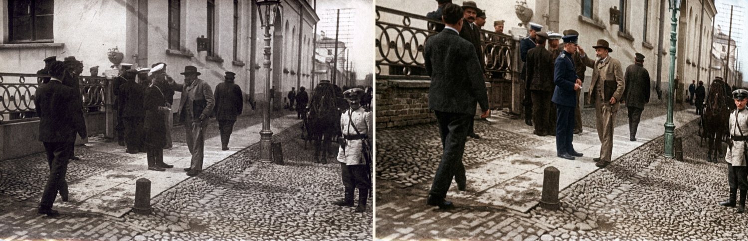 У Таврического дворца, 1906 — до и после